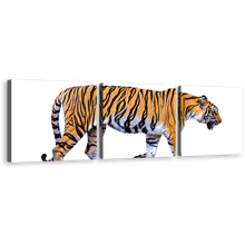 Load image into Gallery viewer, Tiger Isolate Canvas Wall Art, Yellow White Tiger Profile Side 3 Piece Canvas Print, Tiger Portrait Triptych Multi Canvas Artwork
