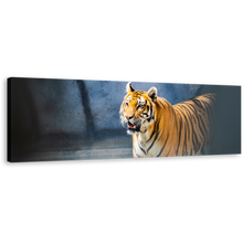 Load image into Gallery viewer, Tiger Looking Canvas Wall Art, Yellow White Tiger Portrait 1 Piece Canvas Print, Tiger Wildlife Canvas Artwork
