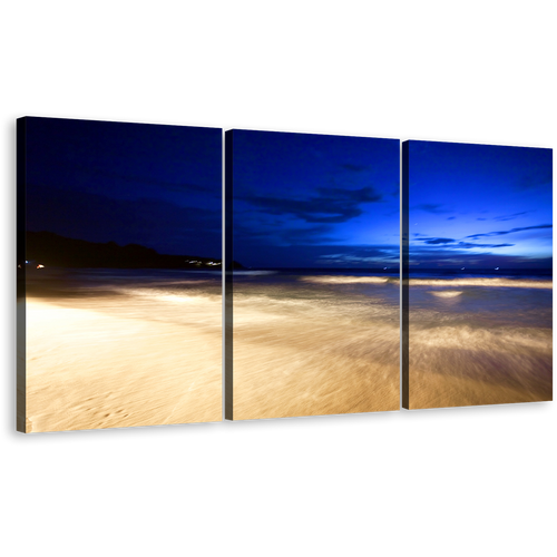 Tropical Beach Wall Art, Amazing Blue Sky Seascape Canvas Set, Amazing Yellow Thailand Ocean 3 Piece Canvas Print