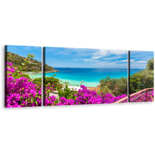 Load image into Gallery viewer, Tuscany Ocean Canvas Print, Blue Ocean Cavoil Beach 3 Piece Canvas Wall Art, Green Elba Island Multi Canvas Artwork
