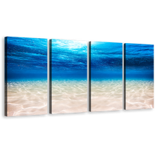 Load image into Gallery viewer, Underwater Sea Canvas Print, Blue Ocean Deep 4 Piece Canvas Wall Art, Beautiful White Sea Canvas Set
