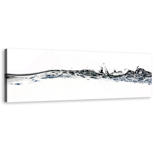 Water Splash Canvas Wall Art, Grey Abstract Liquid Water Canvas Artwork, White Water Abstract  Elements 1 Piece Canvas Print