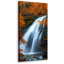 Load image into Gallery viewer, Waterfall Autumn Canvas Wall Art, Amazing Waterfall Stream Orange Trees 1 Piece Canvas Print, Beautiful White Waterfall Scenery Canvas Artwork
