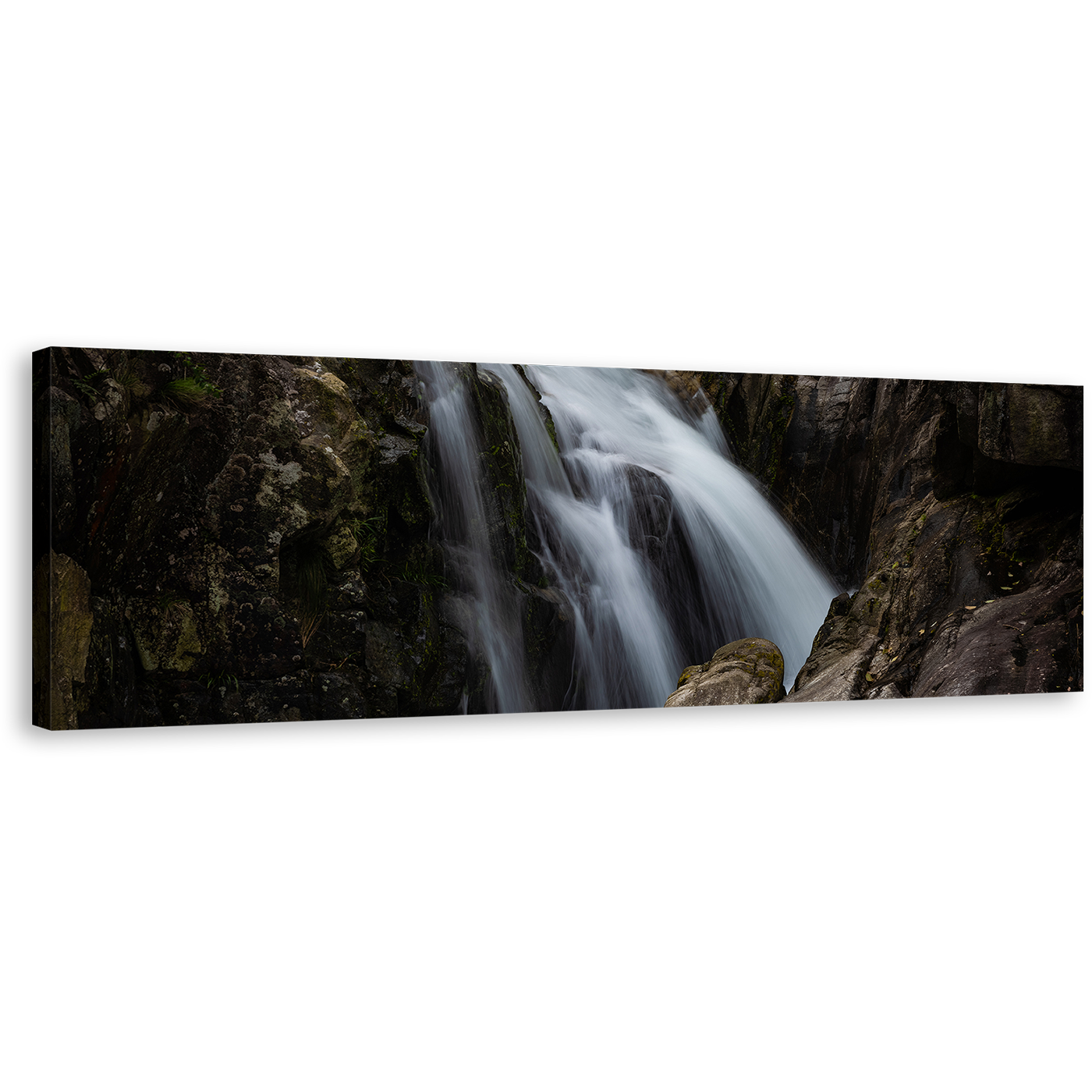 Waterfall Nature Canvas Print, Beautiful White Waterfall 1 Piece Canvas Wall Art, Stunning Brown Mountain Waterfall Canvas Artwork