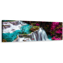 Load image into Gallery viewer, Waterfall Scenery Canvas Print, Colorful Forest at Kanchanabur Thailand Canvas Artwork, Huai Mae Khamin Waterfall 1 Piece Canvas Wall Art
