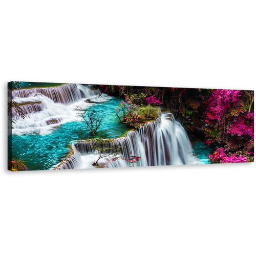 Waterfall Scenery Canvas Print, Colorful Forest at Kanchanabur Thailand Canvas Artwork, Huai Mae Khamin Waterfall 1 Piece Canvas Wall Art