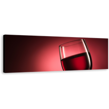 Load image into Gallery viewer, Wine Glass Canvas Wall Art, Red Wine Panoramic Canvas Artwork, Luxury Black Wine Glass Canvas Print
