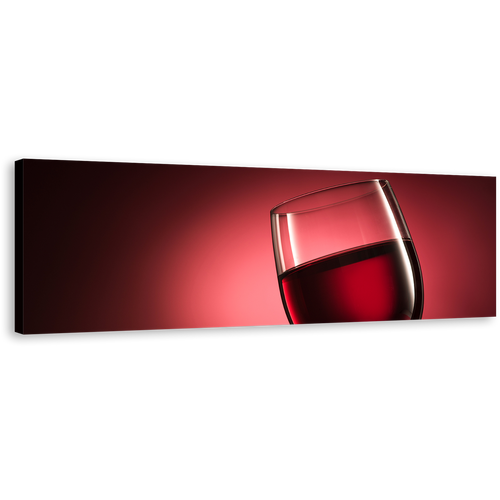 Wine Glass Canvas Wall Art, Red Wine Panoramic Canvas Artwork, Luxury Black Wine Glass Canvas Print