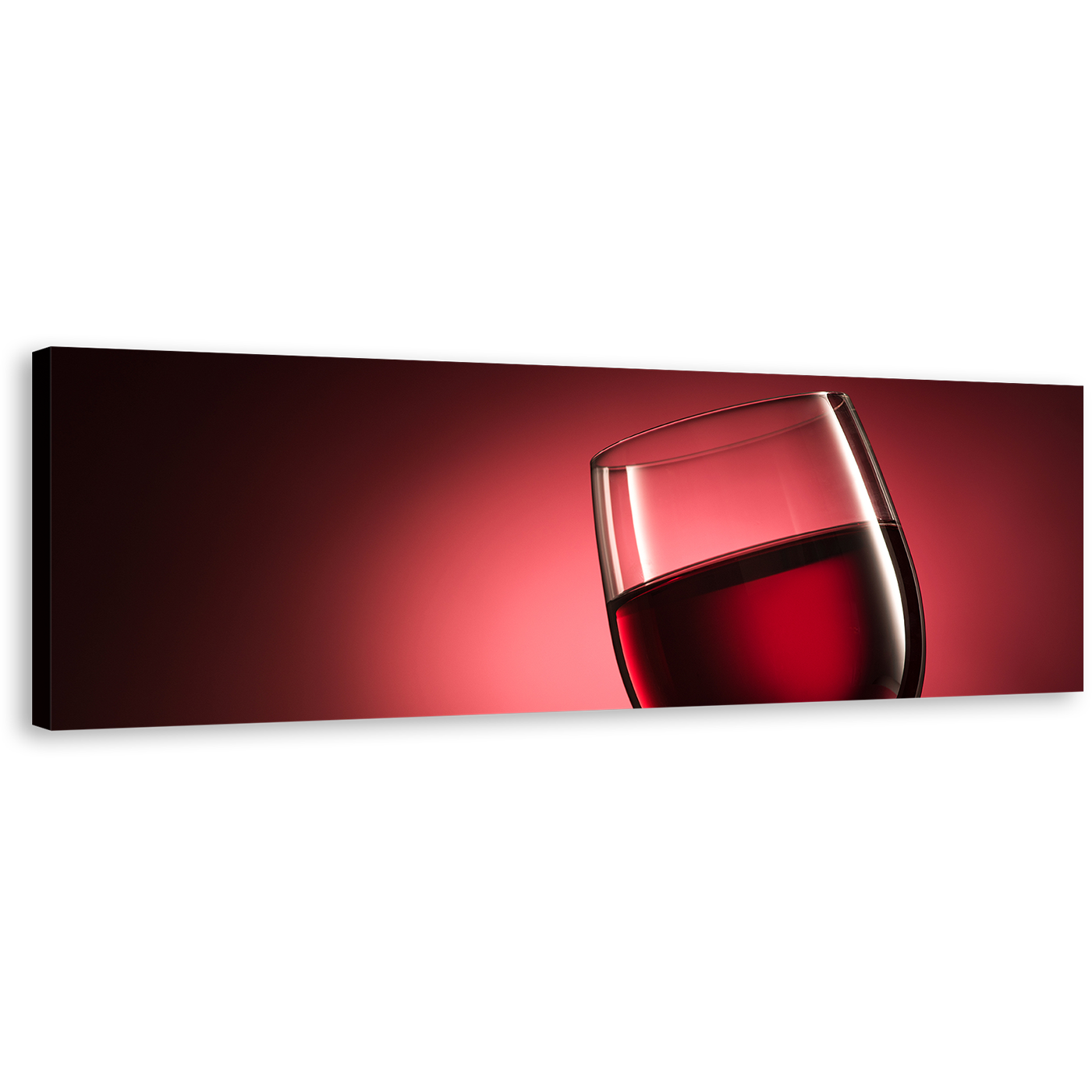 Wine Glass Canvas Wall Art, Red Wine Panoramic Canvas Artwork, Luxury Black Wine Glass Canvas Print