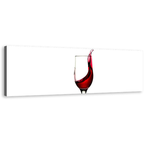 Wine Poured Canvas Wall Art, Red Wine Glass 1 Piece Canvas Artwork, White Abstract Wine Canvas Print