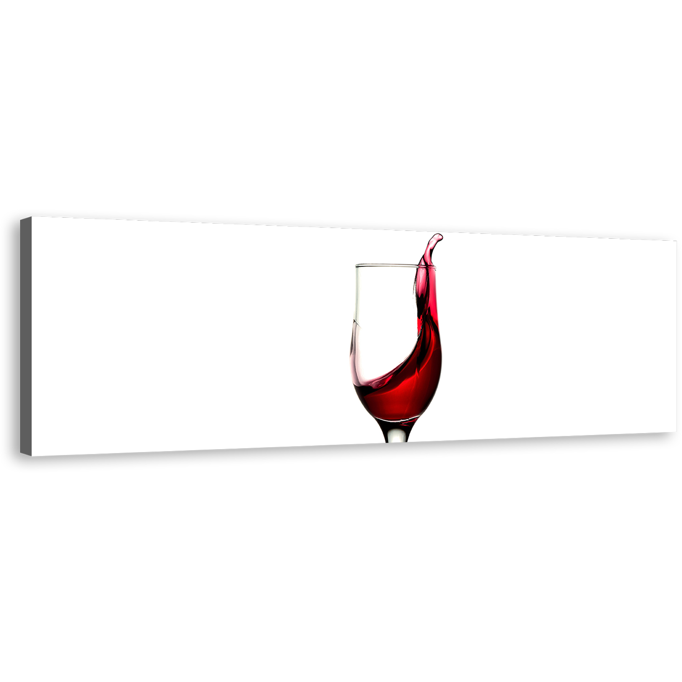 Wine Poured Canvas Wall Art, Red Wine Glass 1 Piece Canvas Artwork, White Abstract Wine Canvas Print