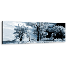 Load image into Gallery viewer, Winter Forest Canvas Wall Art, Contemporary Black Scenery Panoramic Canvas Print, White Trees Scenery 1 Piece Canvas Artwork
