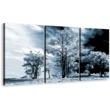 Load image into Gallery viewer, Winter Forest Canvas Wall Art, White Trees Scenery 3 Piece Canvas Set, Contemporary Black Scenery Triptych Canvas Print
