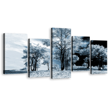 Load image into Gallery viewer, Winter Forest Canvas Wall Art, White Trees Scenery 5 Piece Multiple Canvas, Contemporary Black Scenery Canvas Print
