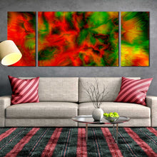 Load image into Gallery viewer, abstract background canvas print smoke close up motion canvas set red green abstract 3 piece wall art In Living Room
