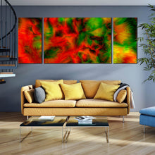 Load image into Gallery viewer, abstract background canvas print smoke close up motion canvas set red green abstract 3 piece wall art For Living Room
