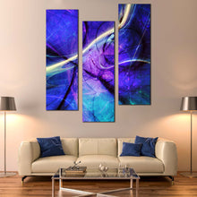 Load image into Gallery viewer, abstract  fractal  canvas  art  beautiful  purple  modern  contemporary  blue  3  piece For Living Room
