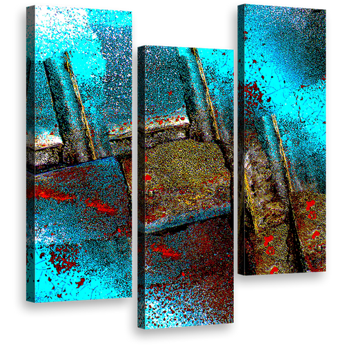 abstract  grunge  canvas  print  blue  brown  contemporary  3  piece  canvas  wall  art  multi  colored  textured  stone  triptych