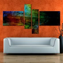 Load image into Gallery viewer, abstract grunge canvas print dark red green rainbow artwork multi colored textures stone cracks 4 piece wall art In Living Room
