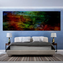 Load image into Gallery viewer, abstract  grunge  canvas  print  red  green  rainbow  panoramic  multi  colored  textures  stone  cracks  1  piece  wall  art For Bedroom
