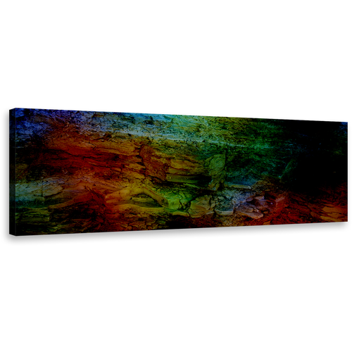 abstract  grunge  canvas  print  red  green  rainbow  panoramic  multi  colored  textures  stone  cracks  1  piece  wall  art