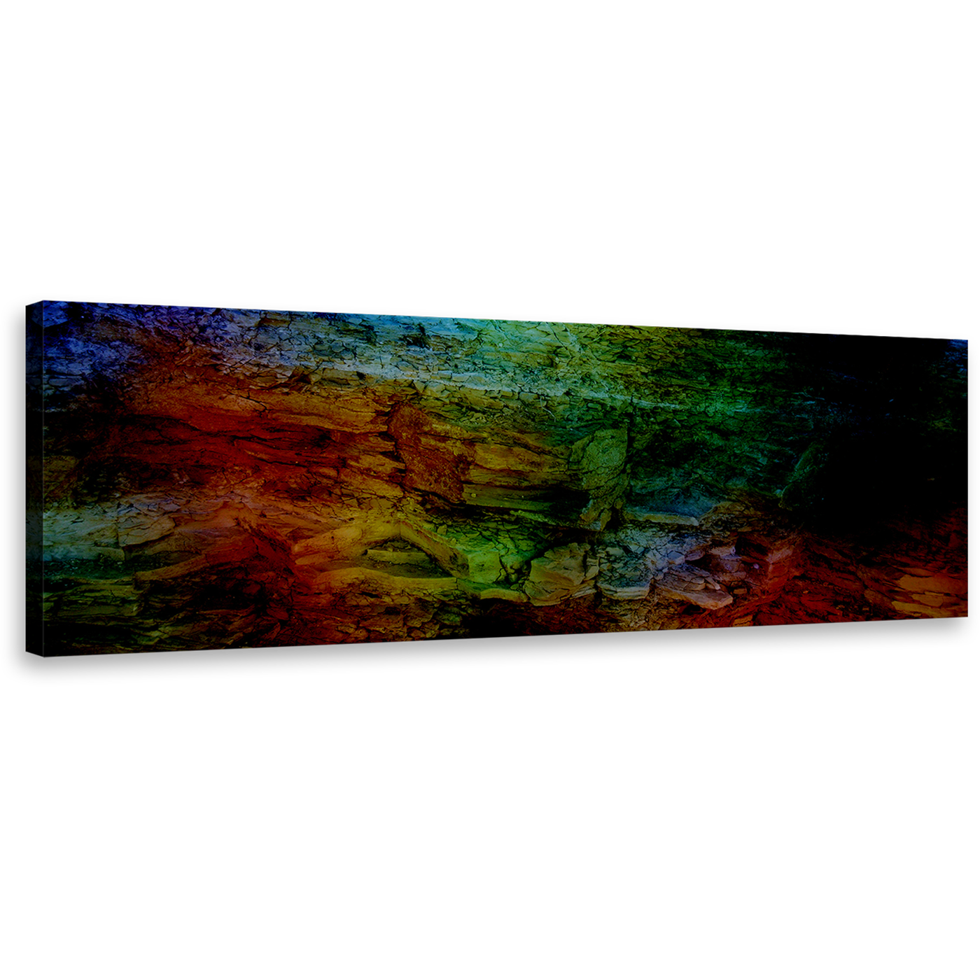 abstract  grunge  canvas  print  red  green  rainbow  panoramic  multi  colored  textures  stone  cracks  1  piece  wall  art