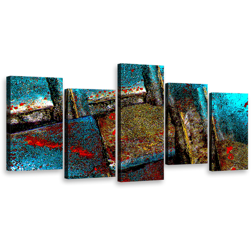 abstract grunge wall art blue brown contemporary multi canvas multi colored textured stone 5 piece canvas print 