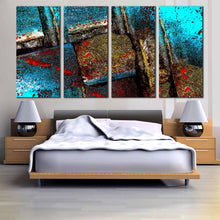 Load image into Gallery viewer, abstract grunge wall art multi colored textured stone 4 piece canvas blue brown contemporary canvas print for your Bedroom
