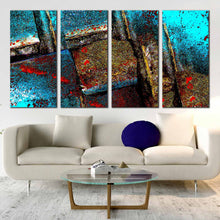 Load image into Gallery viewer, abstract grunge wall art multi colored textured stone 4 piece canvas blue brown contemporary canvas print for Living room
