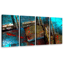 Load image into Gallery viewer, abstract grunge wall art multi colored textured stone 4 piece canvas blue brown contemporary canvas print 
