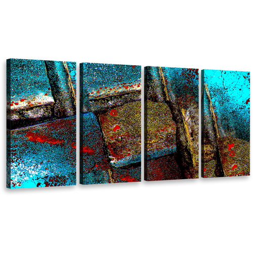 abstract grunge wall art multi colored textured stone 4 piece canvas blue brown contemporary canvas print 