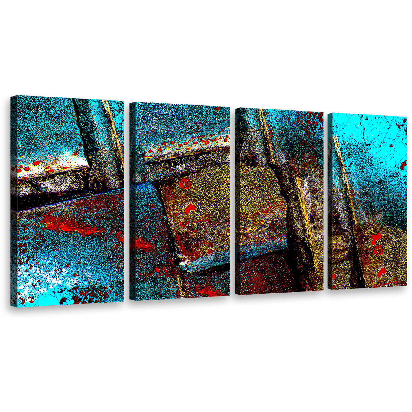 abstract grunge wall art multi colored textured stone 4 piece canvas blue brown contemporary canvas print 