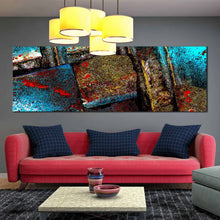 Load image into Gallery viewer, abstract  grunge  wall  art  multi  colored  textured  stone  panorama  canvas  blue  brown  contemporary  canvas  print For Living Room
