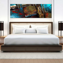 Load image into Gallery viewer, abstract  grunge  wall  art  multi  colored  textured  stone  panorama  canvas  blue  brown  contemporary  canvas  print For Bedroom

