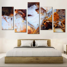 Load image into Gallery viewer, abstract moss agate wall art brown modern jewelry canvas print white stone 5 piece canvas set for Bedroom
