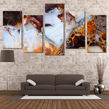 Load image into Gallery viewer, abstract moss agate wall art brown modern jewelry canvas print white stone 5 piece canvas set In Your Living Room
