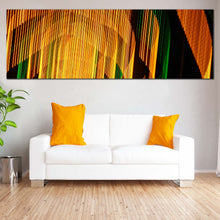 Load image into Gallery viewer, abstract  pattern  canvas  print  contemporary  black  panoramic  wide  canvas  yellow  light  streaks  wall  art In Living Room
