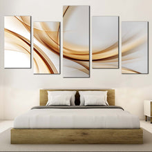 Load image into Gallery viewer, abstract pattern canvas print contemporary white abstract canvas beautiful abstract gold wave 5 piece canvas wall art for Bedroom
