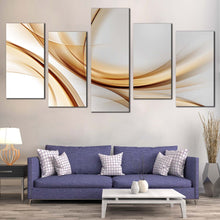 Load image into Gallery viewer, abstract pattern canvas print contemporary white abstract canvas beautiful abstract gold wave 5 piece canvas wall art for Living Room
