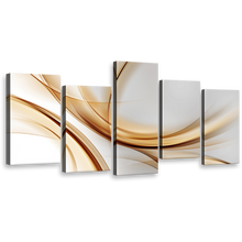 Load image into Gallery viewer, abstract pattern canvas print contemporary white abstract canvas beautiful abstract gold wave 5 piece canvas wall art
