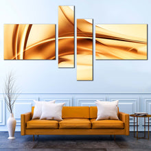 Load image into Gallery viewer, abstract pattern wall art contemporary beautiful abstract gold brown wave 4 piece canvas print for Living Room
