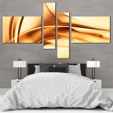 Load image into Gallery viewer, abstract pattern wall art contemporary beautiful abstract gold brown wave 4 piece canvas print for Bedroom
