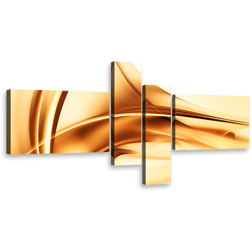 abstract pattern wall art contemporary beautiful abstract gold brown wave 4 piece canvas print