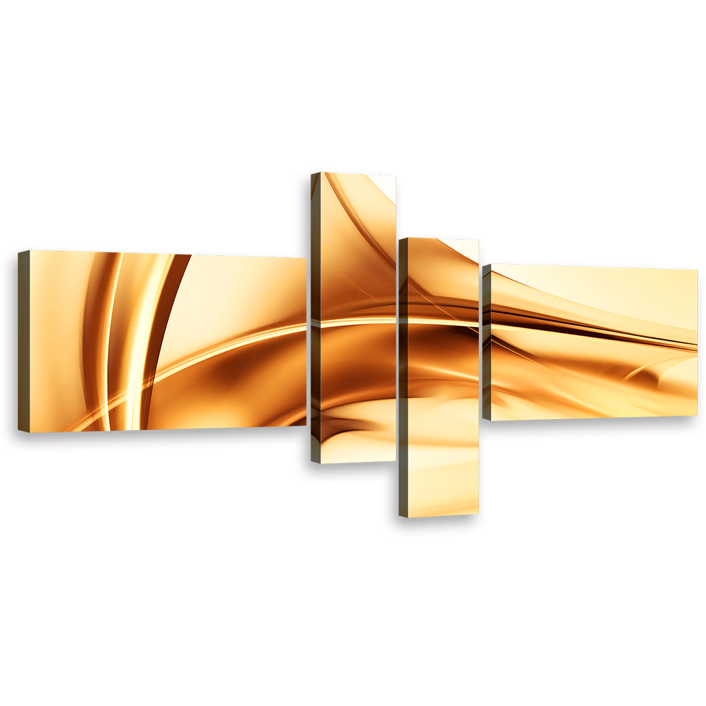 abstract pattern wall art contemporary beautiful abstract gold brown wave 4 piece canvas print