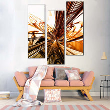 Load image into Gallery viewer, abstract  patterns  canvas  print  orange  brown  3d  modern  abstract  3  piece  multi  canvas  beautiful  yellow  abstract  lights  wall  art In Living Room
