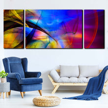 Load image into Gallery viewer, abstract  patterns  wall  art  contemporary  modern  3  piece  set  purple  blue  triptych  canvas  print In Living Room
