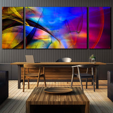 Load image into Gallery viewer, abstract  patterns  wall  art  contemporary  modern  3  piece  set  purple  blue  triptych  canvas  print In Dining Room
