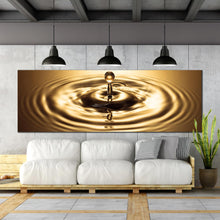 Load image into Gallery viewer, abstract  rings  print  bright  gold  water  droplet  panorama  multi  canvas  beautiful  copper  drop  splash  wall  art For Living Room
