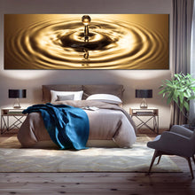 Load image into Gallery viewer, abstract  rings  print  bright  gold  water  droplet  panorama  multi  canvas  beautiful  copper  drop  splash  wall  art For Bedroom
