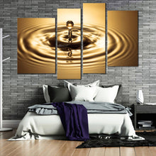 Load image into Gallery viewer, abstract rings wall art beautiful copper drop splash muti canvas bright gold water droplet 4 piece canvas print for Bedroom
